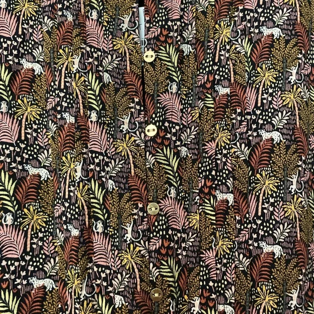 Loft Size XXL Paradise Jungle Print Button Front Side Tie Safari Dress NWT - Picture 3 of 8
